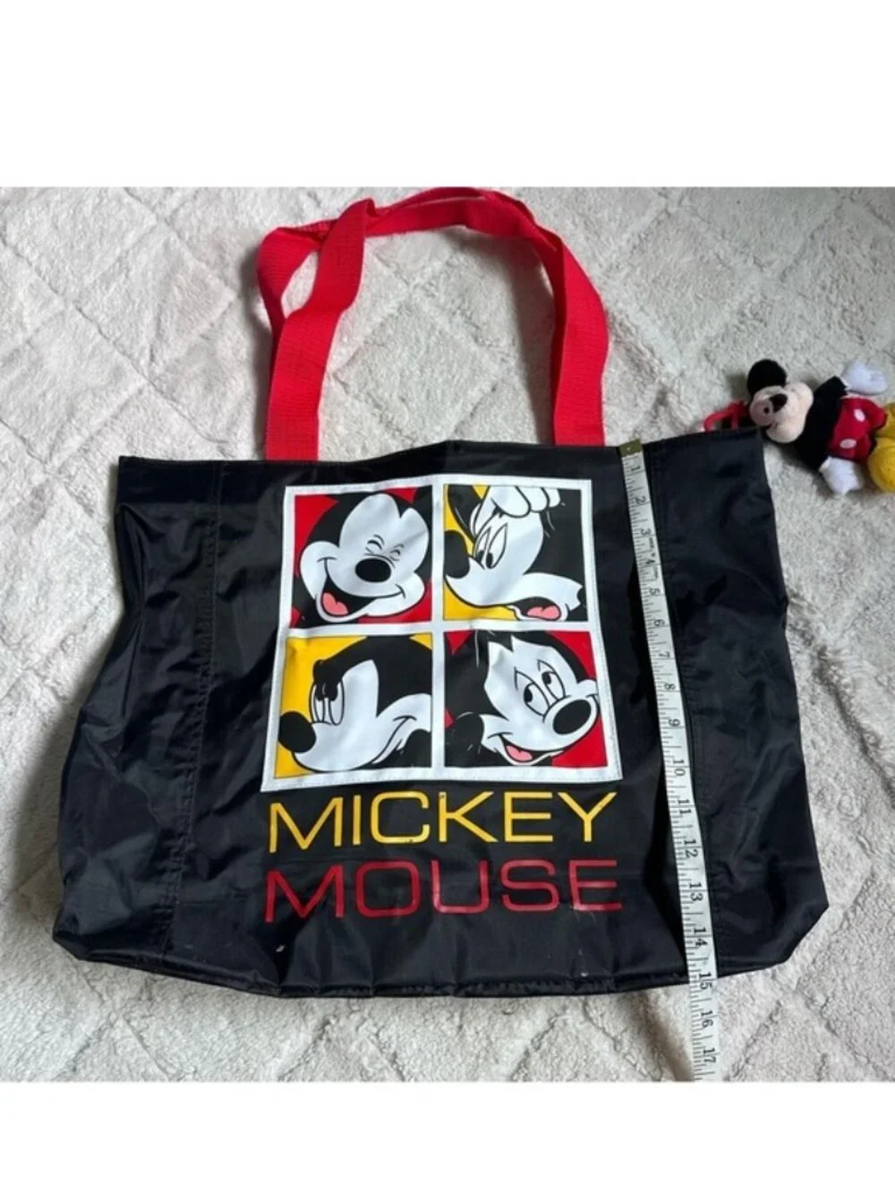 Disney X Mickey Unlimited | Black Canvas 90's Mickey Collage Tote Bag & Keychain